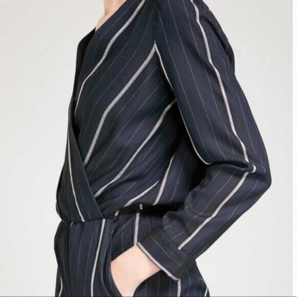 NWT Maje Panti Marine‎ Pinstripe Jumpsuit in Navy size 34 (US 2) - Picture 4 of 10
